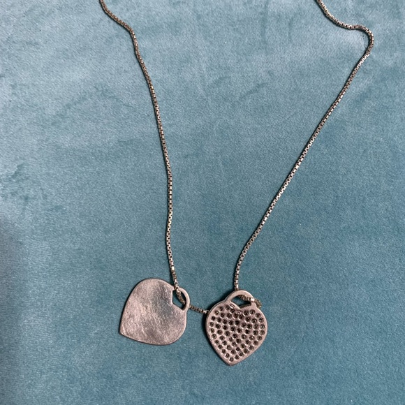 Sterling Silver Double Heart Necklace - Picture 2 of 5